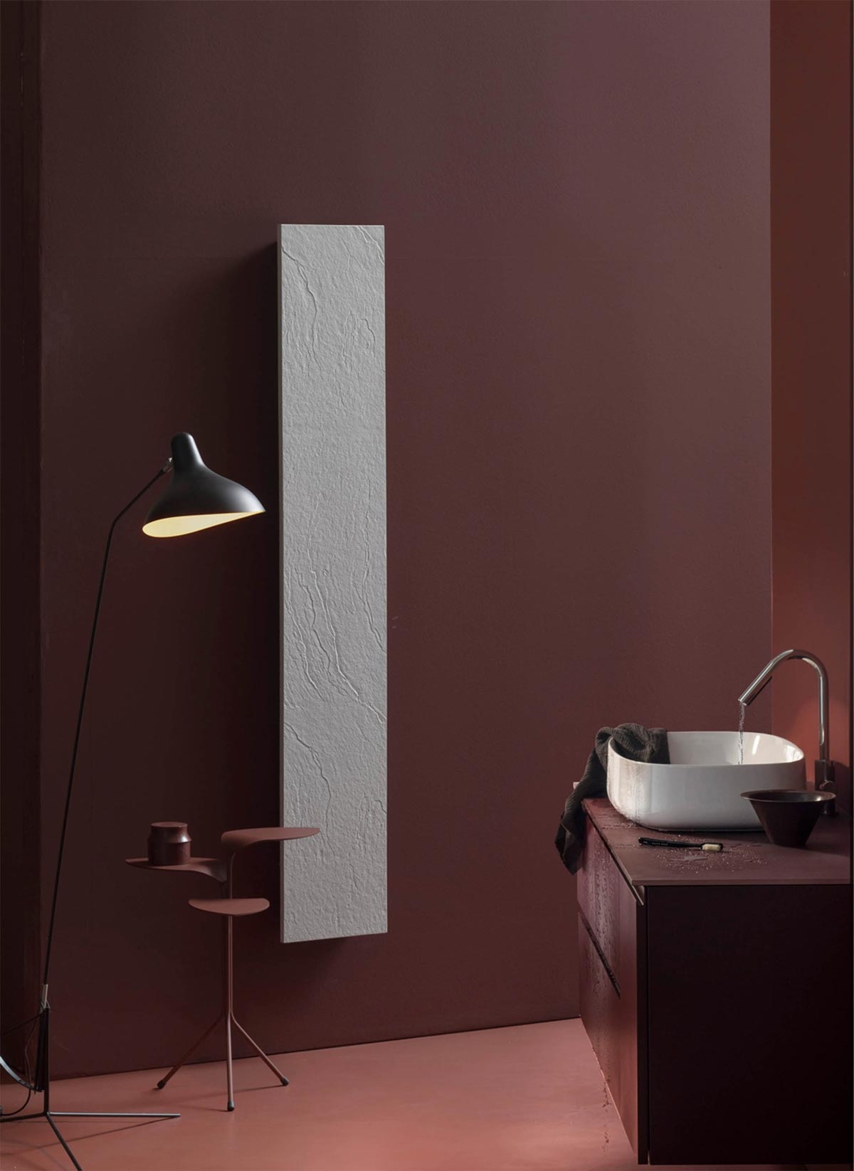 termoarredo a pannello rettangolare bianco effetto pietra